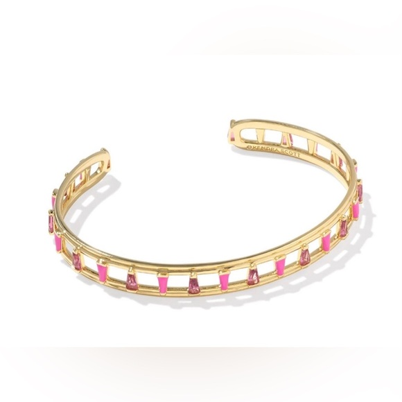 Kendra Scott Kelsey Gold Cuff Bracelet in Pink Mix NWT MSRP: $80.00 - Picture 1 of 9